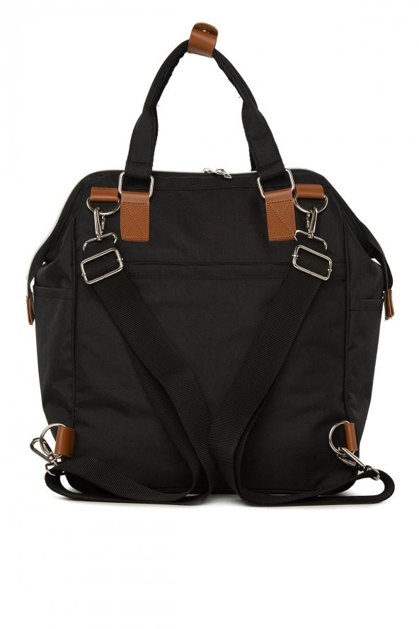 Bagmori Siyah Baby Bag Baskılı Cepli Anne Bebek Bakım Sırt Çantası - 4