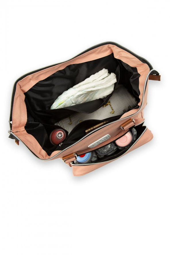 Bagmori Pudra Baby Bag Baskılı Cepli Anne Bebek Bakım Sırt Çantası - 5