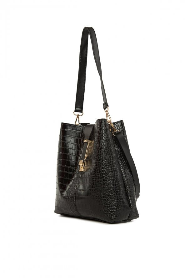 Bagmori Siyah Aksesuarlı Biritli Çanta - Resim 2