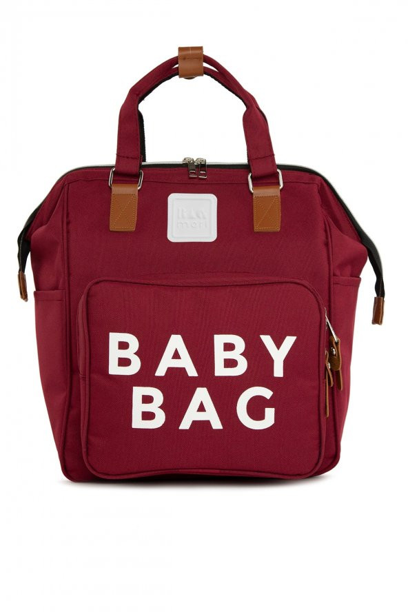 Bagmori Bordo Baby Bag Baskılı Cepli Anne Bebek Bakım Sırt Çantası