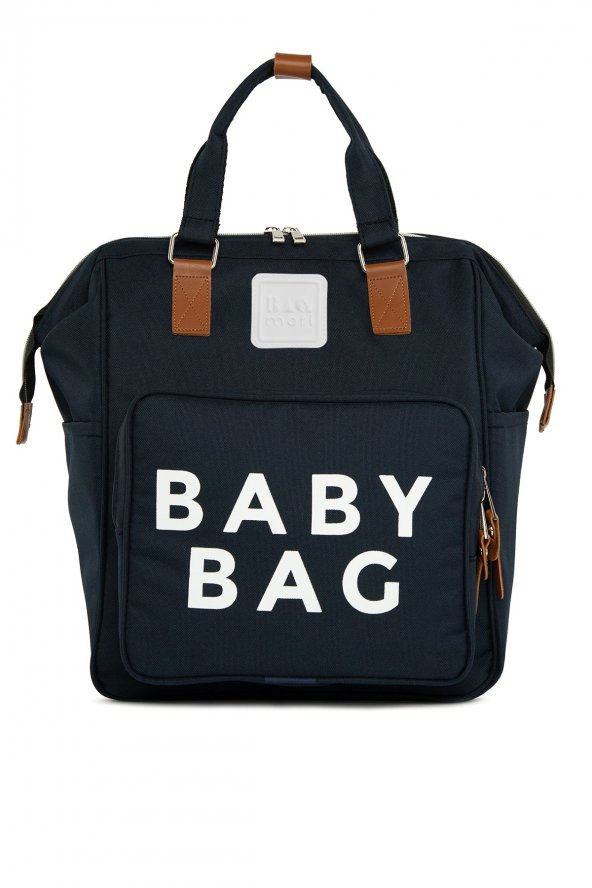 Bagmori Lacivert Baby Bag Baskılı Cepli Anne Bebek Bakım Sırt Çantası