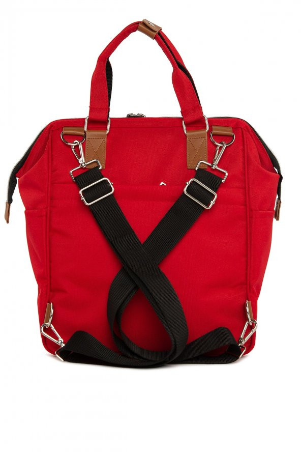 Bagmori Kırmızı Baby Bag Baskılı Cepli Anne Bebek Bakım Sırt Çantası - 4