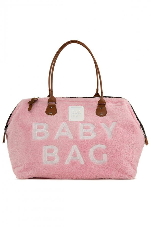 Bagmori Pembe Baby Bag Nakışlı Peluş Anne Bebek Çantası - 1
