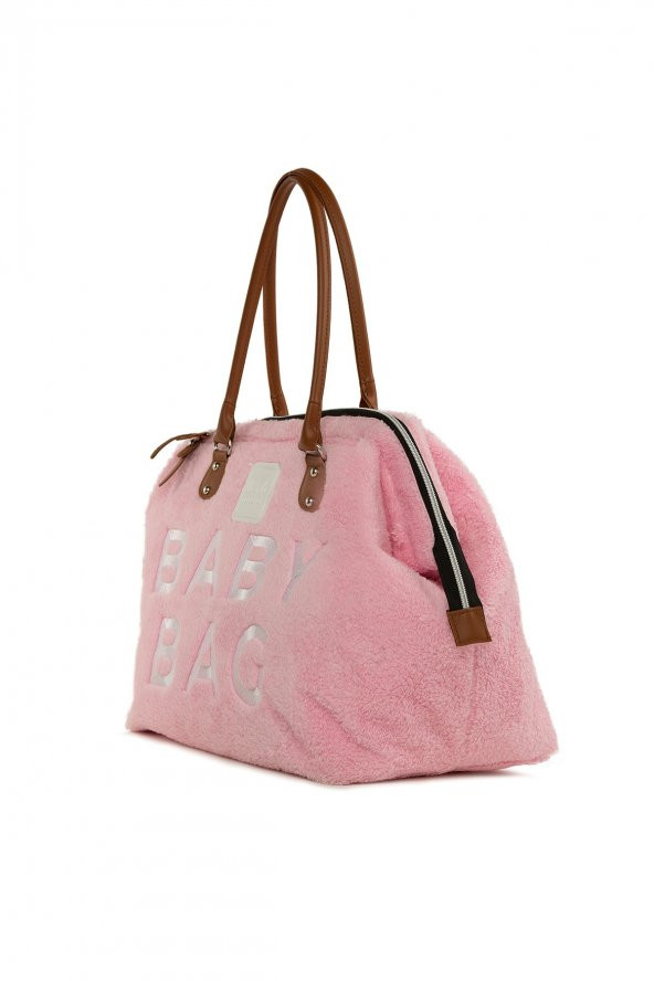 Bagmori Pembe Baby Bag Nakışlı Peluş Anne Bebek Çantası - 2