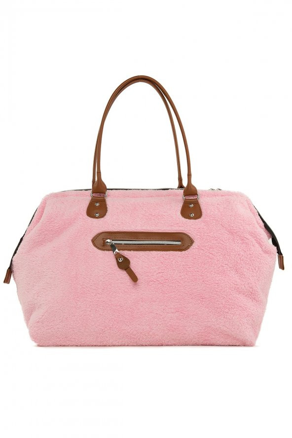 Bagmori Pembe Baby Bag Nakışlı Peluş Anne Bebek Çantası - 4