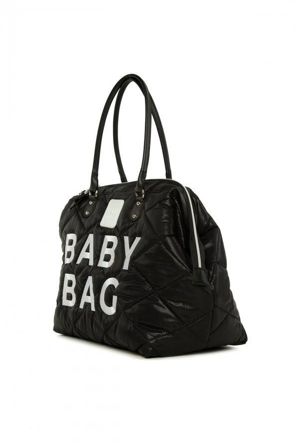 Bagmori Siyah Baby Bag Nakışlı Kapitone Şişme Anne Bebek Çantası - 2