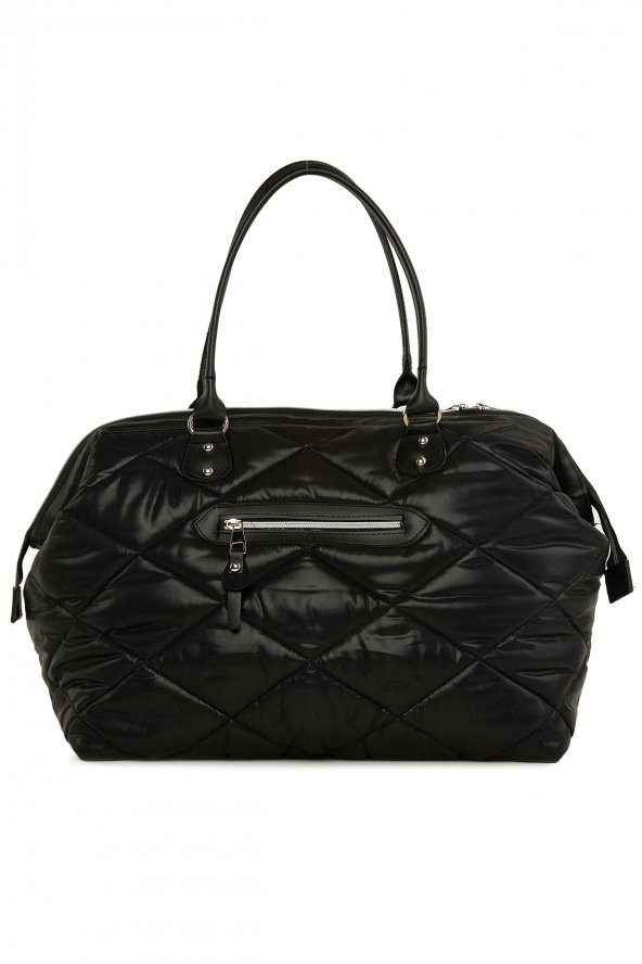 Bagmori Siyah Baby Bag Nakışlı Kapitone Şişme Anne Bebek Çantası - 4