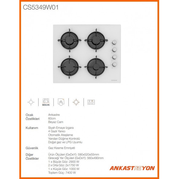 Silverline Bo6504w01-Cs5349w01-3420 Classy Beyaz Cam Ankastre Set - 3