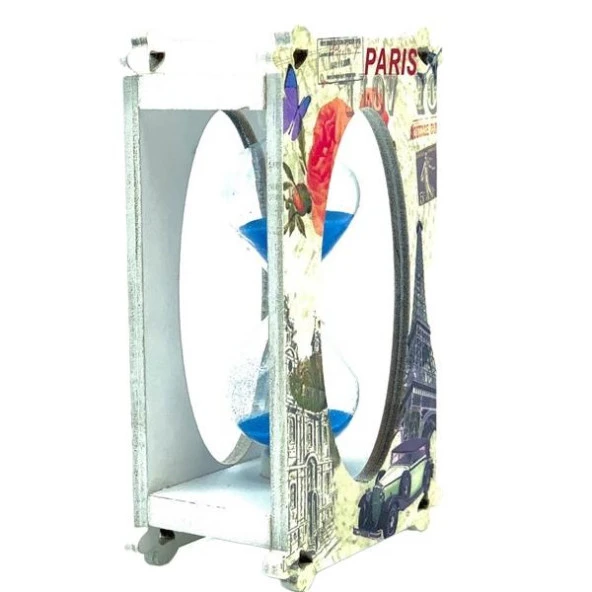 Kum Saati Eyfel Kulesi Ahşap Kitap 13 cm - 2