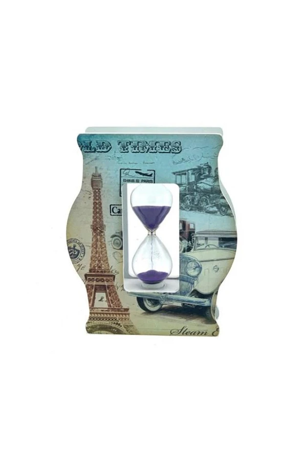 Kum Saati Eyfel Kulesi Ahşap 15 cm - Resim 3