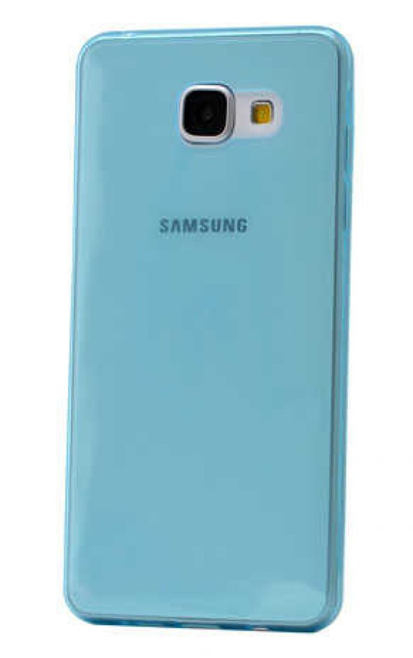 Samsung Galaxy A5 2016 Kılıf Zore Ultra İnce Silikon Kapak 0.2 mm Mavi Şeffaf Kılıf