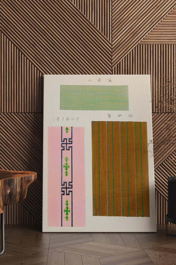 Dekoratif Kanvas Tablo-Vintage woodblock print of Japanese textile from Shima-Shima (1904) by Furuya Korin2