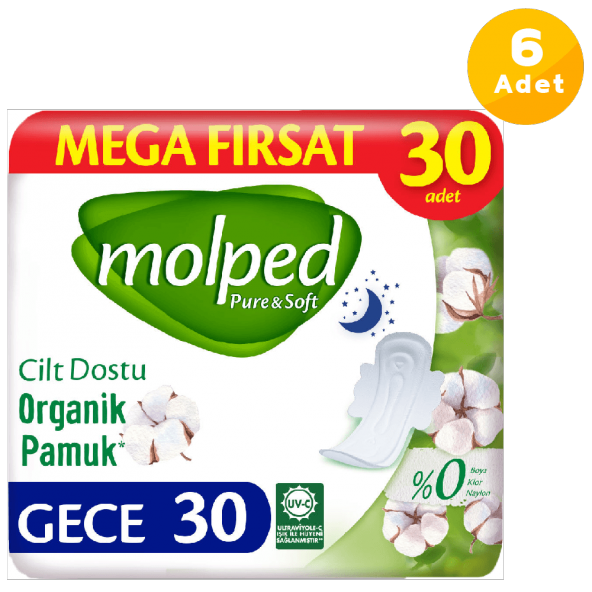 Molped Pure Soft Gece Mega Fırsat Paketi 30lu 6 Paket