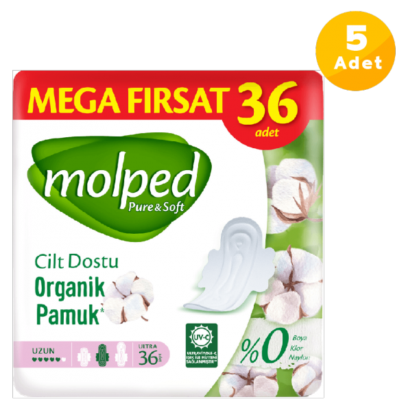 Molped Pure Soft Hijyenik Ped Uzun Mega Fırsat 36lı 5 Paket