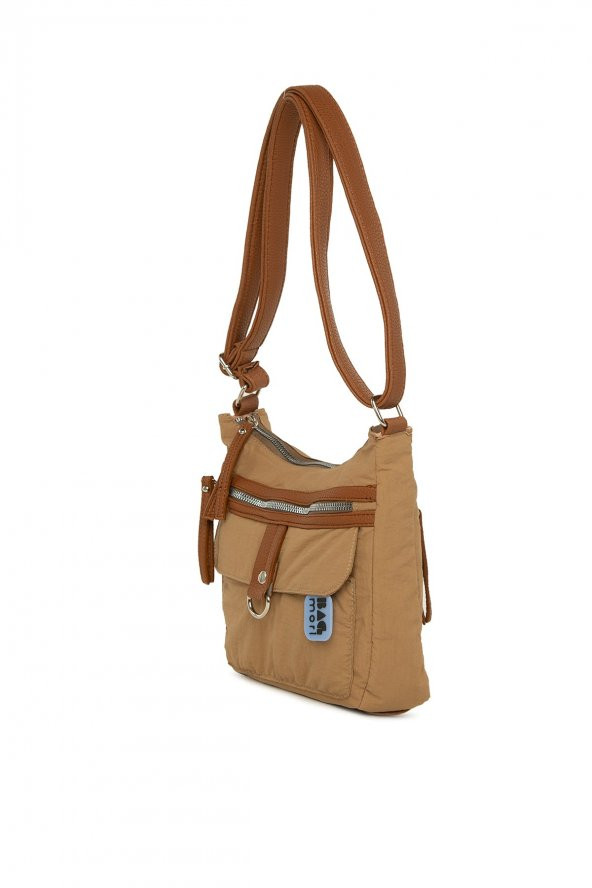 Bagmori Camel Deri Garnili Mini Salaş Çanta - Resim 2