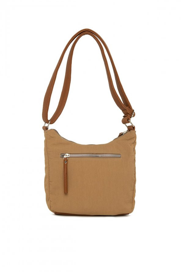 Bagmori Camel Deri Garnili Mini Salaş Çanta - Resim 3