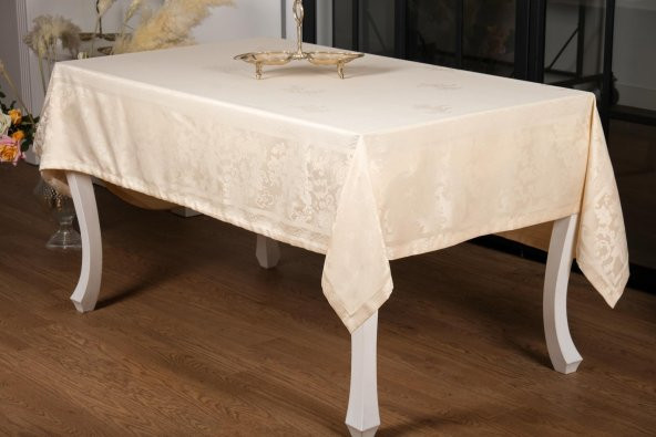 Finezza Raya Lüx Jakar Bambu Kumaş Bej Masa Örtüsü  Dikdörtgen 160x320 cm - 1100 - 2
