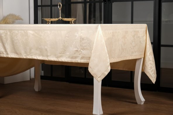 Finezza Raya Lüx Jakar Bambu Kumaş Bej Masa Örtüsü  Dikdörtgen 160x320 cm - 1100 - 3