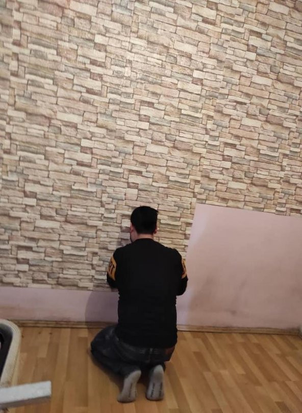 Renkli Duvarlar Taş Desen Kendinden Yapışkanlı Duvar Paneli Duvar Kağıdı Nw106 - Resim 2