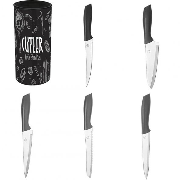 Mutfak Şef Bıçak Seti Stantlı Mutfak Bıçak Takımı 5 Parça