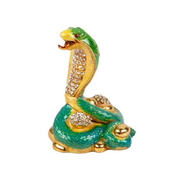 Yeşil Kral Kobra Swarovski Taşlı Mücevher Kutusu - Resim 3