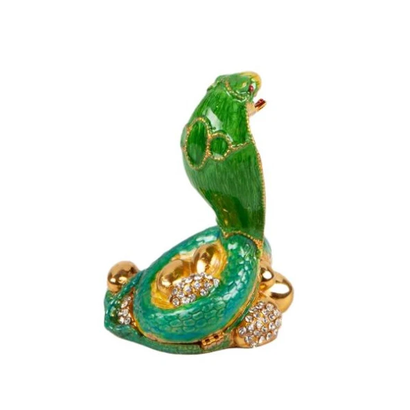 Yeşil Kral Kobra Swarovski Taşlı Mücevher Kutusu - Resim 4