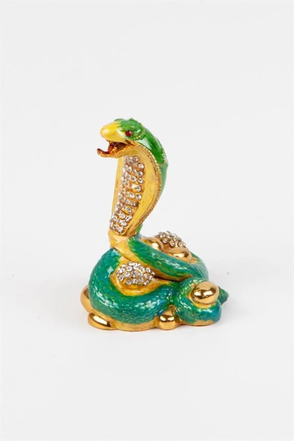 Yeşil Kral Kobra Swarovski Taşlı Mücevher Kutusu - Resim 8