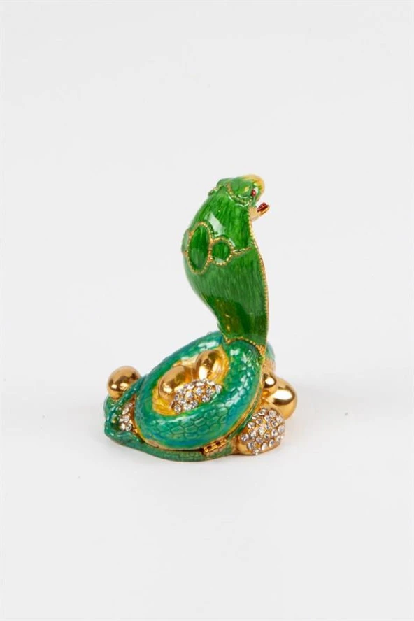 Yeşil Kral Kobra Swarovski Taşlı Mücevher Kutusu - Resim 9