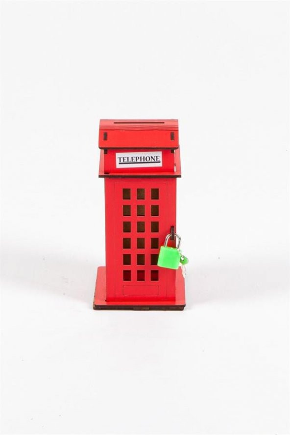 Ahşap Kumbara London Telefon Kulübesi 16 cm - 4