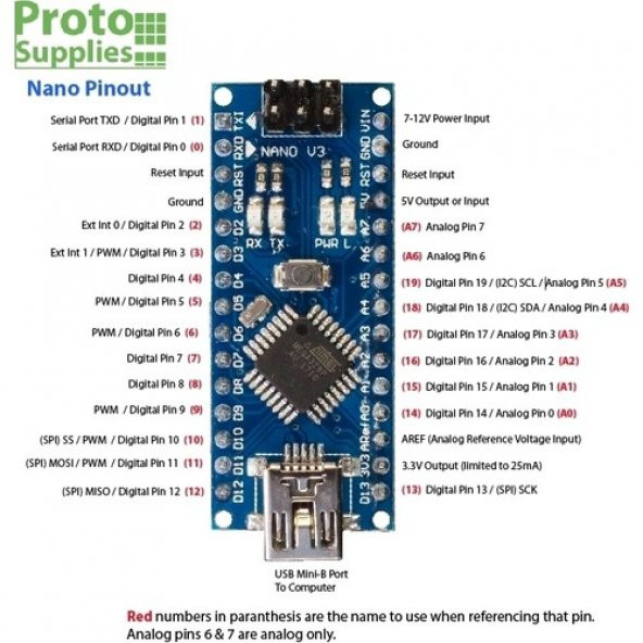 Arduino Nano Klon USB Chip CH340 + USB Kablo - 3