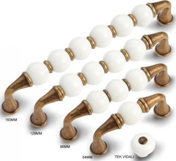 160mm Gerçek Porselen  G-268 Antik Sarı Çekmece Dolap Mobilya Kulpu - 2