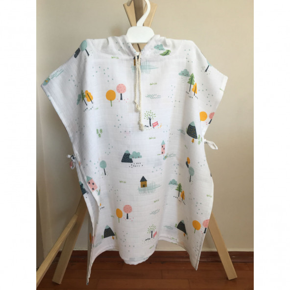 Mutlu Gün Marketi Müslin Panço 1-3 Yaş Bizim Köy Figürlü - 3