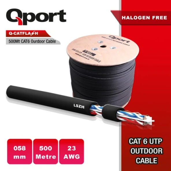 QPort Q-CATFLASH LSZH 500m Yüks.Hız CAT6 UTP Outdoor Yanmaz Kablo - 2