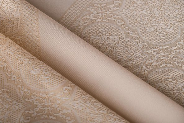Finezza Roma Lüx Jakar  Kumaş Bej Masa Örtüsü  Dikdörtgen 160x320 cm - 1104 - 6