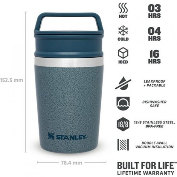 STANLEY 8OZ PASLANMAZ ÇELİK VAKUMLU SEYEHAT KUPASI BUZ MAVİSİ 0.23 L - 2