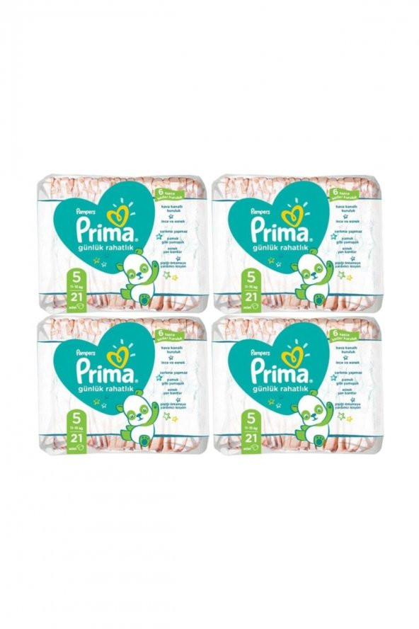 Prima Pampers Günlük Rahatlık 5 Beden Bebek Bezi 21 li X 4 Paket = 84 Adet Bez - 1