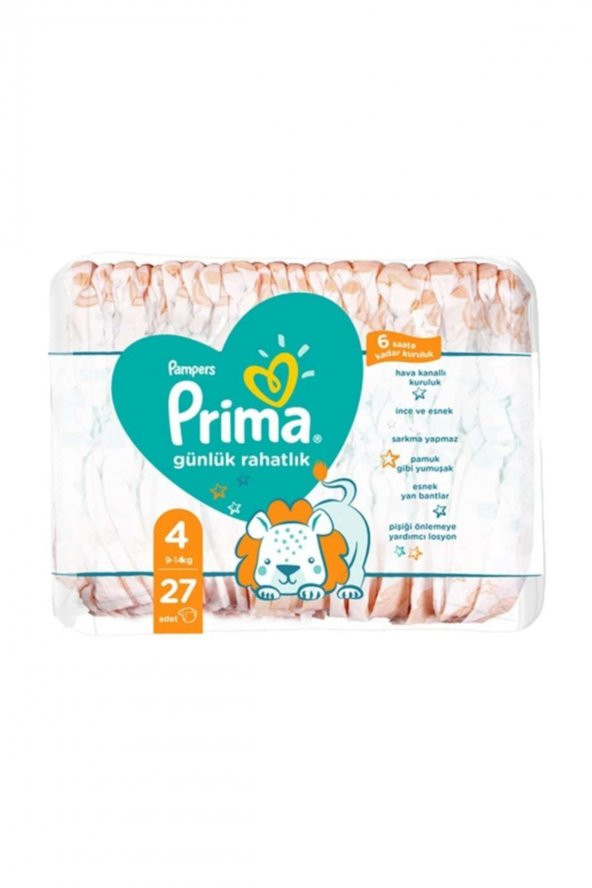 Prima Pampers Günlük Rahatlık 4 Beden Bebek Bezi 27 Li X 2 Paket = 54 Adet Bez