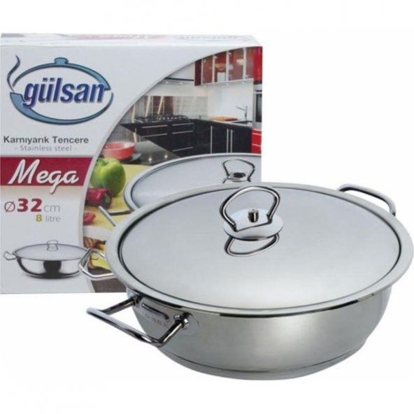Gülsan Mega Çelik Saplı 32x10 Cm Karnıyarık Tencere 0452