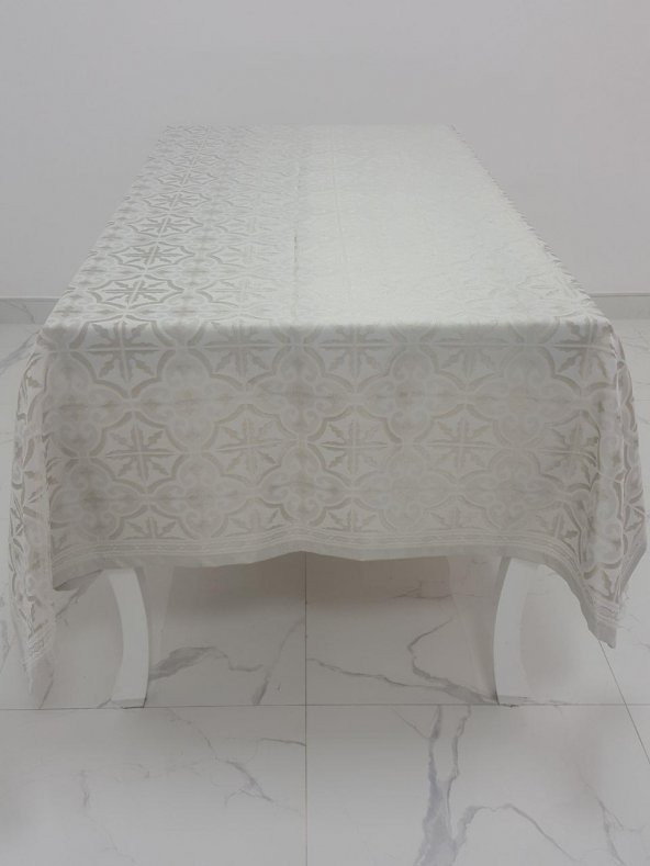 Finezza Sare Lüx Jakar  Kumaş Taş Masa Örtüsü  Dikdörtgen 160x320 cm - 1112 - 4