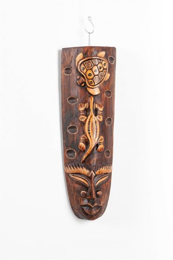 Dekoratif Ağaç Mask 30 cm Duvar Dekoru - 6