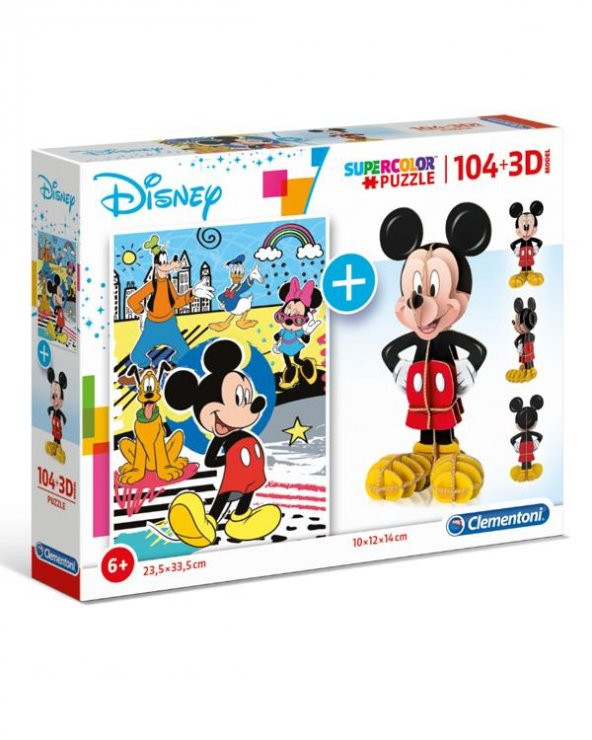 Clementoni Disney 104 Parça Puzzle ve 3D Model 20157