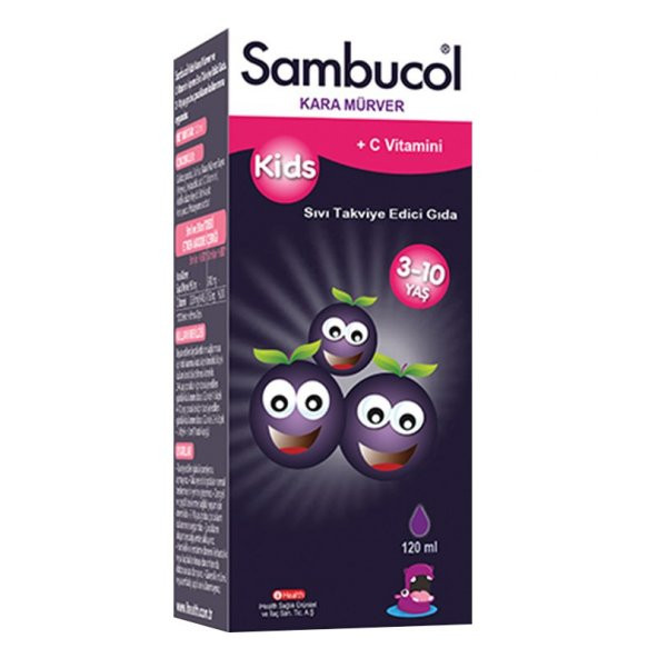 Sambucol Kids Kara Mürver C Vitamini ve Çinko İçeren Takviye Edici Gıda 120 ml ürün görseli 1