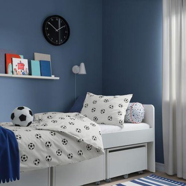 Tek Kişilik Çocuk Nevresim Takımı 150x200/50x60 cm Futbol Temalı MeridyenDukkan Siyah-Beyaz - 3