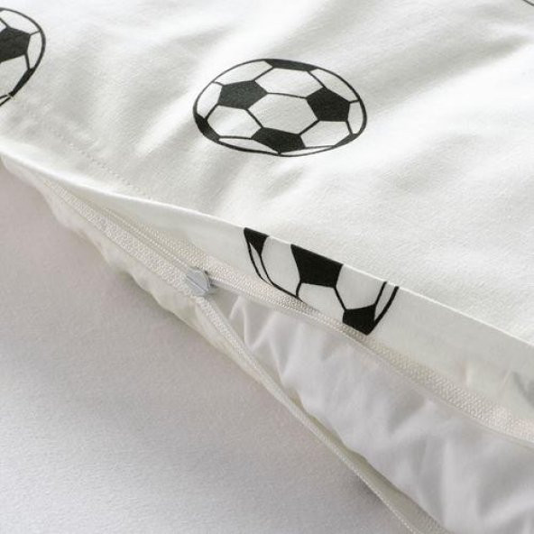 Tek Kişilik Çocuk Nevresim Takımı 150x200/50x60 cm Futbol Temalı MeridyenDukkan Siyah-Beyaz - 4