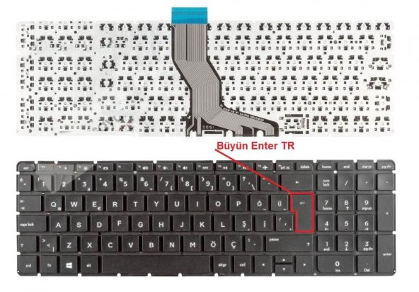 Hp 15-AB, 15-BA, 15-AU, 15-AK Serisi Notebook Klavyesi / Tuş Takımı -TR Siyah-(ışıklı) - 4
