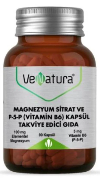 Venatura Magnezyum Sitrat ve P-5-P (Vitamin B6) 90 Kapsül