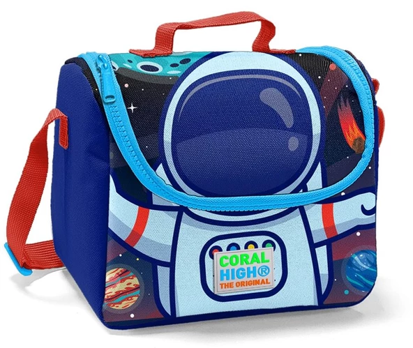 Coral High Mavi Astronot Baskılı Okul Çantası ve Beslenme Çantası Seti - Erkek Çocuk - USB Soketli - Resim 3