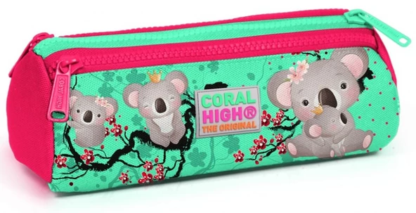Coral High Yeşil Koala Baskılı İlkokul Sırt Çantası ve Kalemlik Seti - Kız Çocuk - USB Soketli - Resim 3