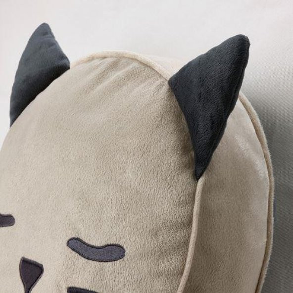 Çocuk Kırlent-Yastık Kedi Figürlü IKEA 8 Cm MeridyenDukkan Bej Renk - 3