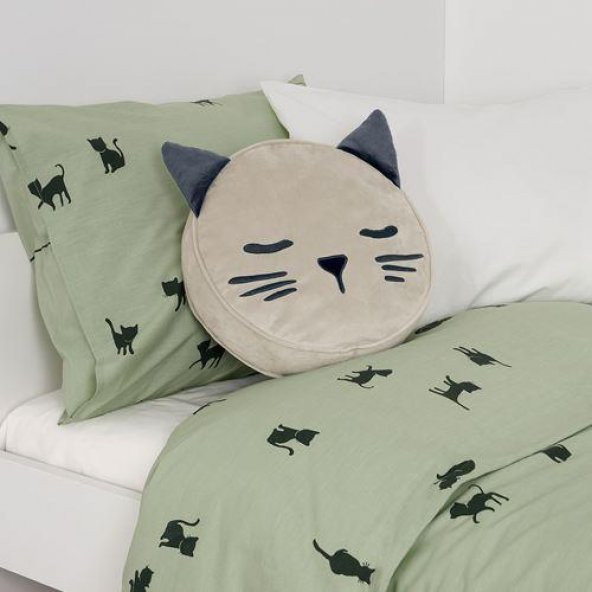 Çocuk Kırlent-Yastık Kedi Figürlü IKEA 8 Cm MeridyenDukkan Bej Renk - 4